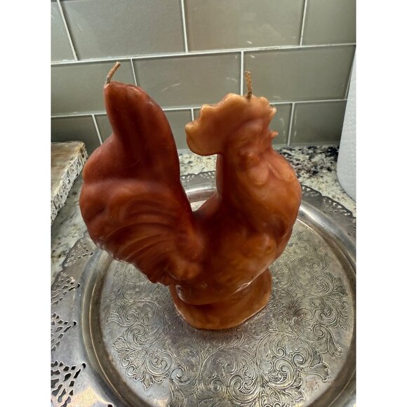 2 VTG Candelier Handcrafted Figural Wax Rooster Candle Table Top Decor Farmhouse - Picture 3 of 16